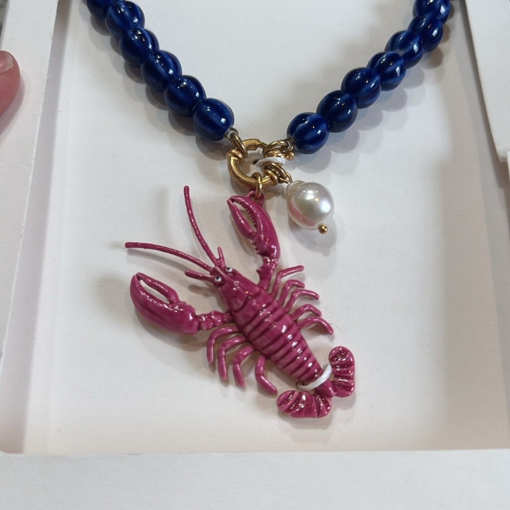 *NEW* ZARA BEADED LOBSTER PENDANT NECKLACE - Picture 5 of 7